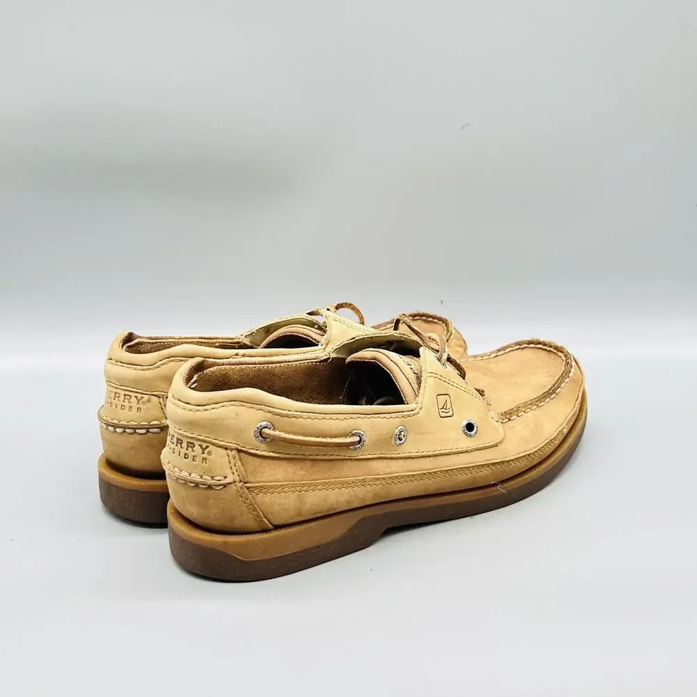 Sperry Shoes Mens 10 Brown Leather Top Sider 2 Eye Boat Moc Toe Casual Comfort